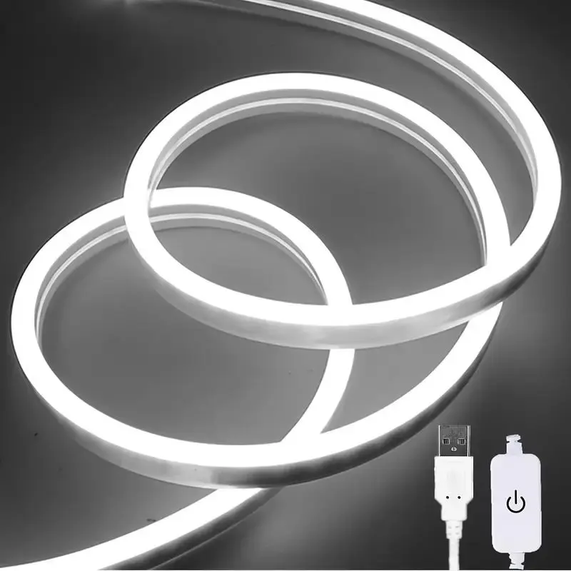 Touch Sensor LED Strip Lights Neon Sign 5V USB Dimmable Waterproof Neon Lamp Flexible Tape Silicone Bedroom Backlight DIY Decor