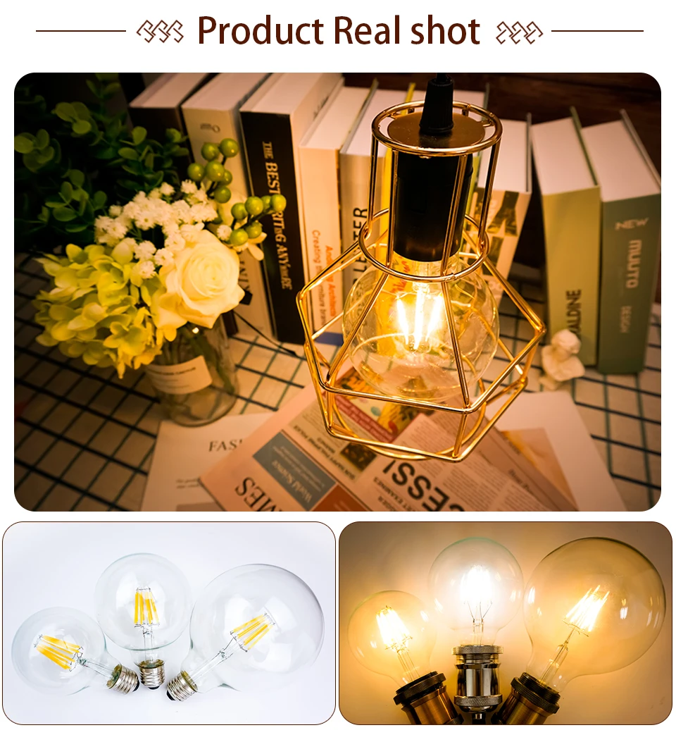 Retro Edison Filament LED Light Bulb E27 AC 220V 240V G80 G95 G125 Globe Light Glass Bulb 2W 4W 6W 8W Lampara LED Lamp