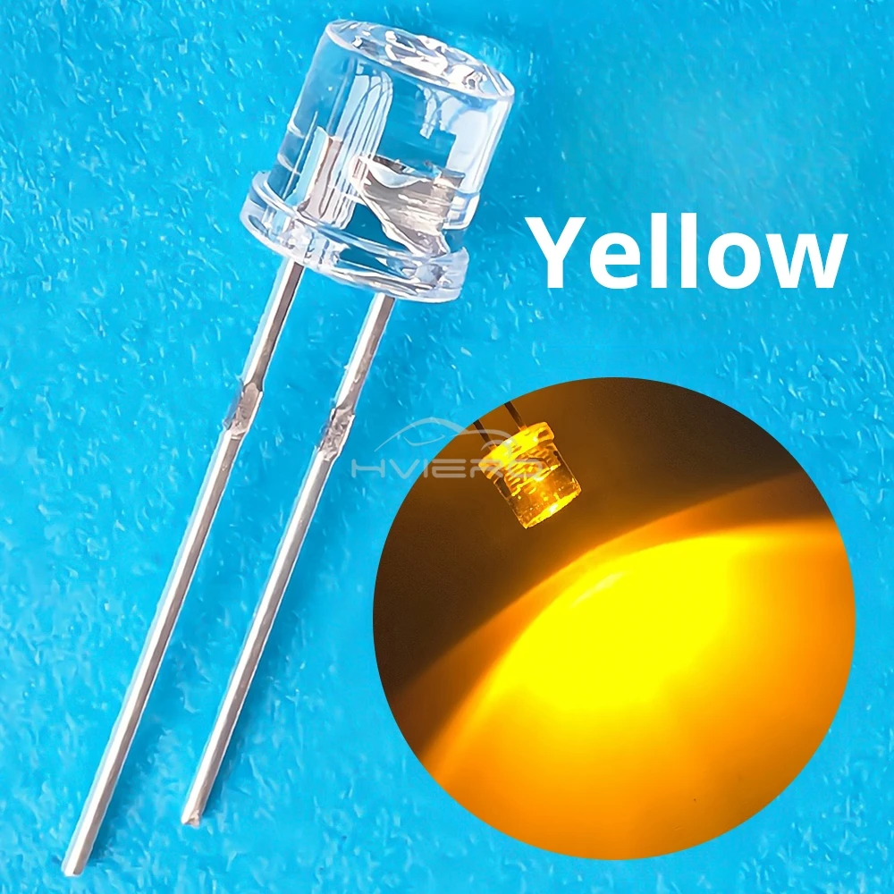 10/100X Min F5 5mm Flat Top White Pink Yellow Blue Wide Angle Light Diode Water Clear LED Bead Ultra Bright Bulb Emitting Lamp