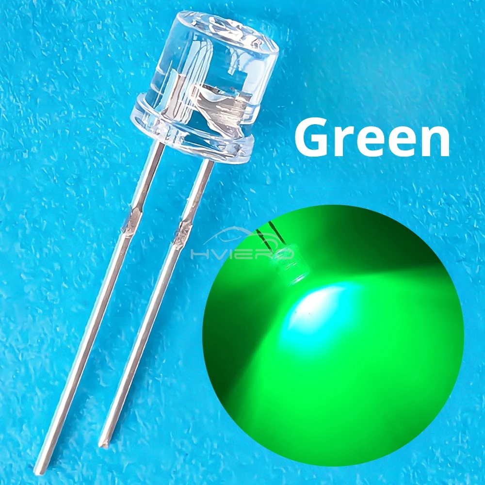 10/100X Min F5 5mm Flat Top White Pink Yellow Blue Wide Angle Light Diode Water Clear LED Bead Ultra Bright Bulb Emitting Lamp