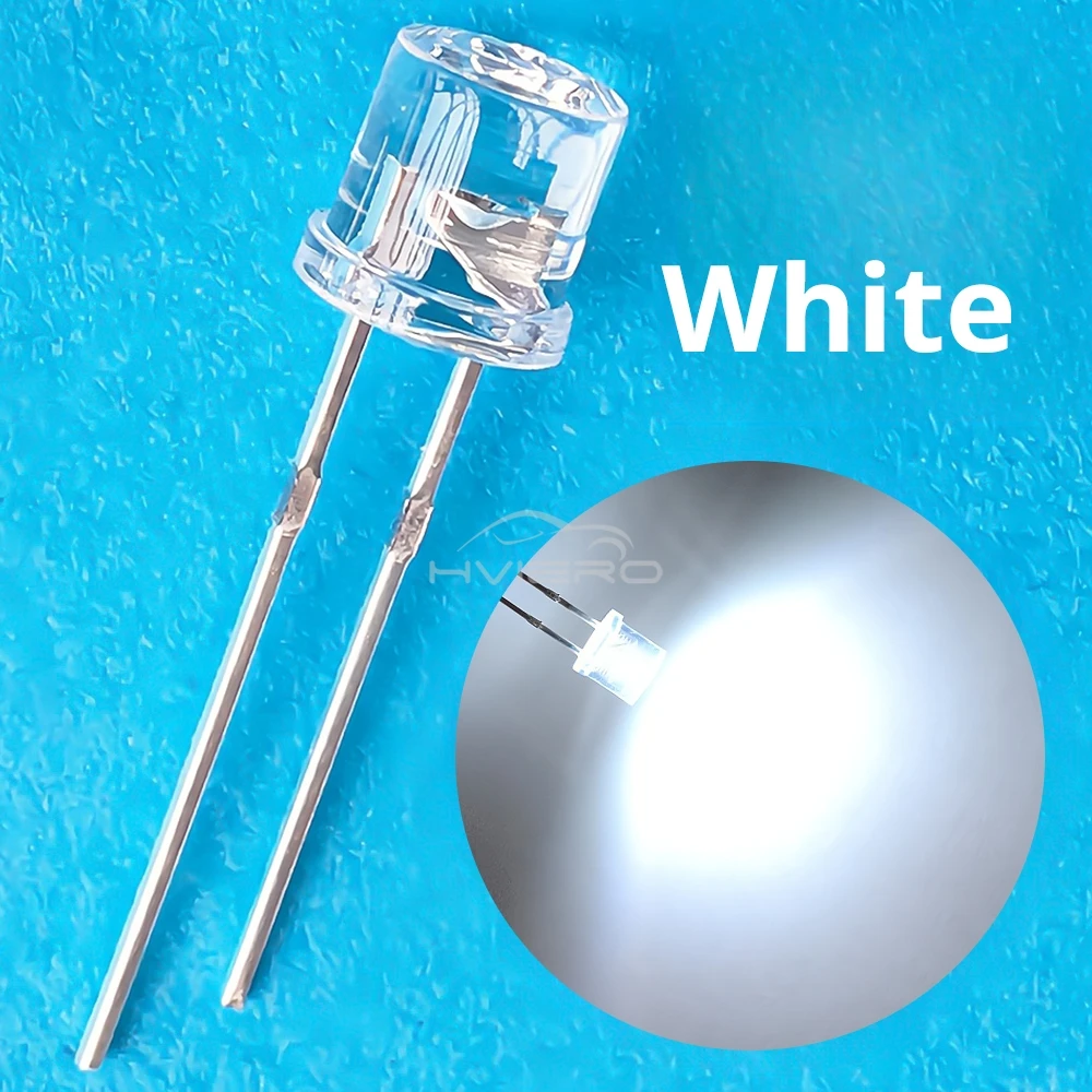 10/100X Min F5 5mm Flat Top White Pink Yellow Blue Wide Angle Light Diode Water Clear LED Bead Ultra Bright Bulb Emitting Lamp
