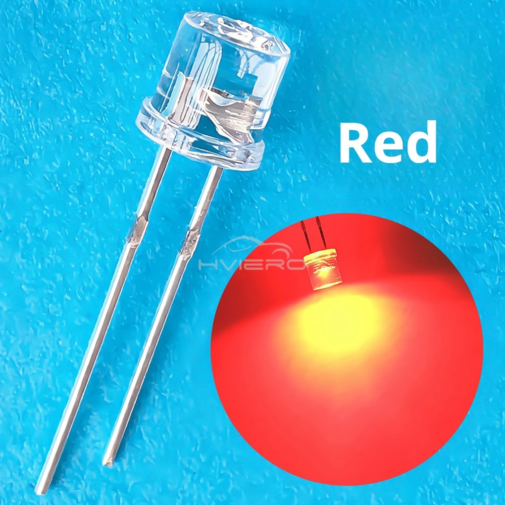 10/100X Min F5 5mm Flat Top White Pink Yellow Blue Wide Angle Light Diode Water Clear LED Bead Ultra Bright Bulb Emitting Lamp