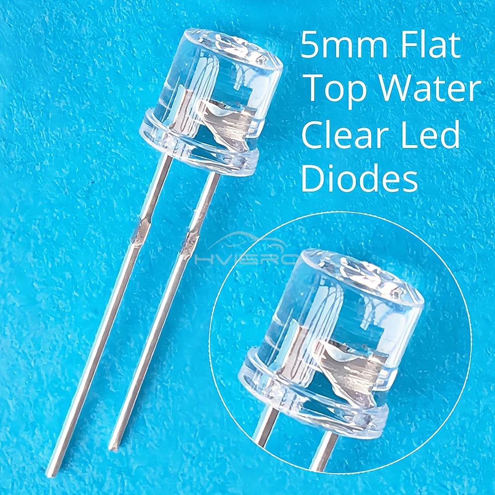 10/100X Min F5 5mm Flat Top White Pink Yellow Blue Wide Angle Light Diode Water Clear LED Bead Ultra Bright Bulb Emitting Lamp