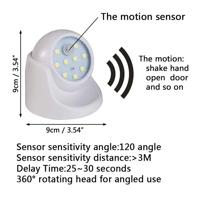 Induction Wall Night Light Multi-purpose Wall Night Light Energy-saving LED Wall Lamp 360-degree Rotation Porch Lamp Portable