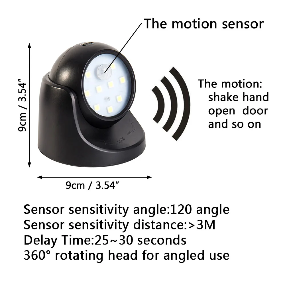 Induction Wall Night Light Multi-purpose Wall Night Light Energy-saving LED Wall Lamp 360-degree Rotation Porch Lamp Portable