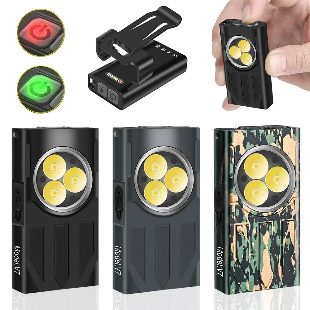 V3 EDC Flashlight Keychain Light 900 Lumens Handheld Portable Super Bright TYPE-C USB Charging Port Emergency Work Camping Light
