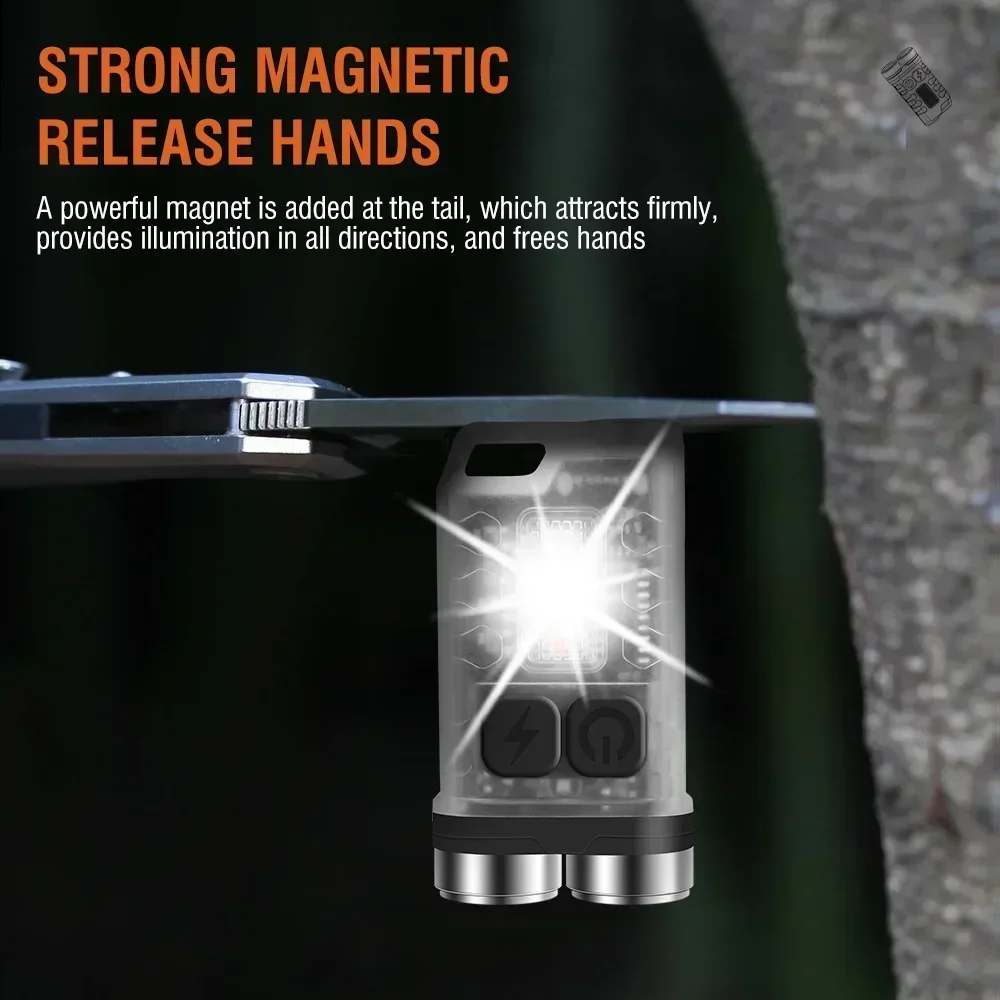 V3 EDC Flashlight Keychain Light 900 Lumens Handheld Portable Super Bright TYPE-C USB Charging Port Emergency Work Camping Light