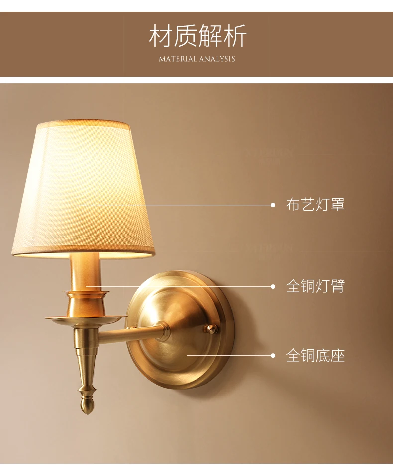 Full Copper American Wall Lamp Mirror Light Modern Led Wall Light for Home Decor Living Room Bedroom Sconce Industrial Luminaire