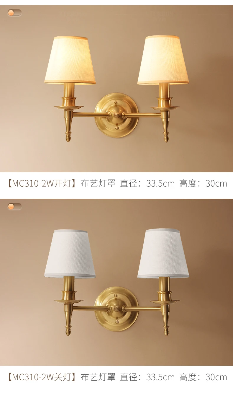 Full Copper American Wall Lamp Mirror Light Modern Led Wall Light for Home Decor Living Room Bedroom Sconce Industrial Luminaire