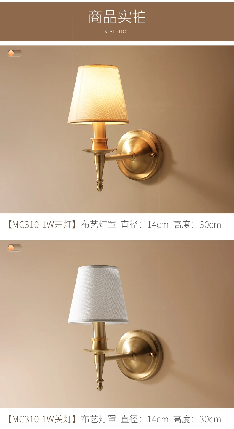 Full Copper American Wall Lamp Mirror Light Modern Led Wall Light for Home Decor Living Room Bedroom Sconce Industrial Luminaire
