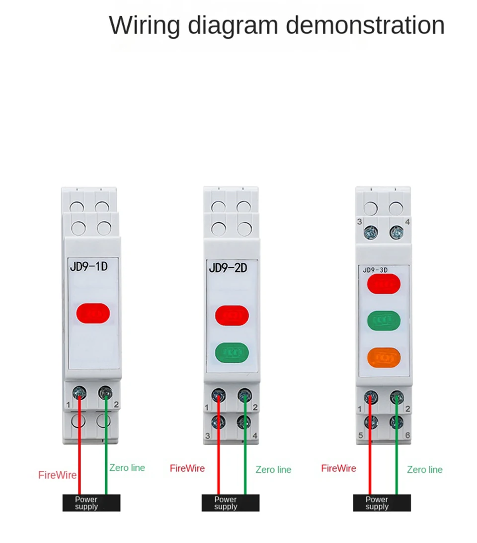 Din Rail type Power indicator light LED signal light 220v 24v Distribution box Thin Style 1P Warning lights red green Display