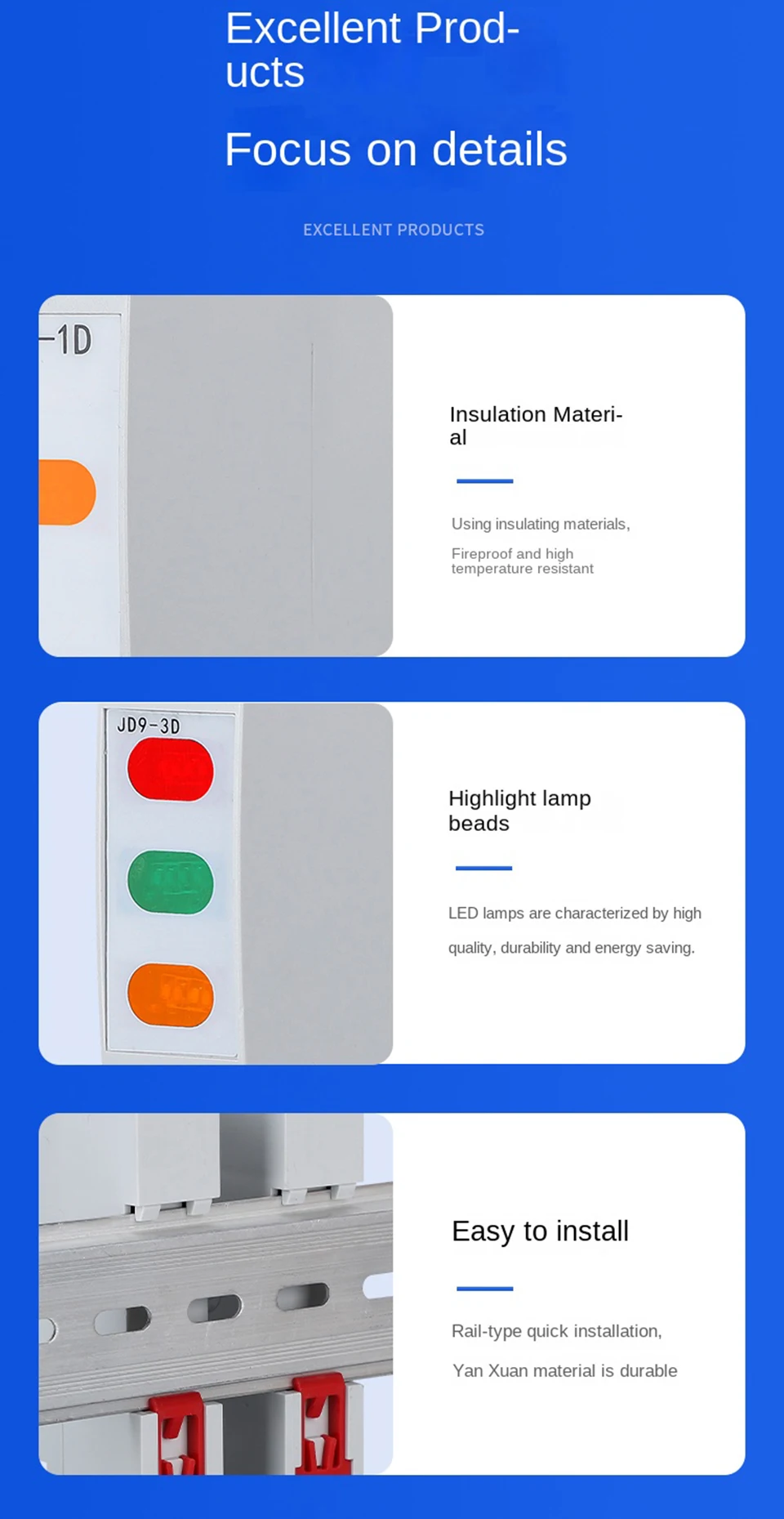 Din Rail type Power indicator light LED signal light 220v 24v Distribution box Thin Style 1P Warning lights red green Display