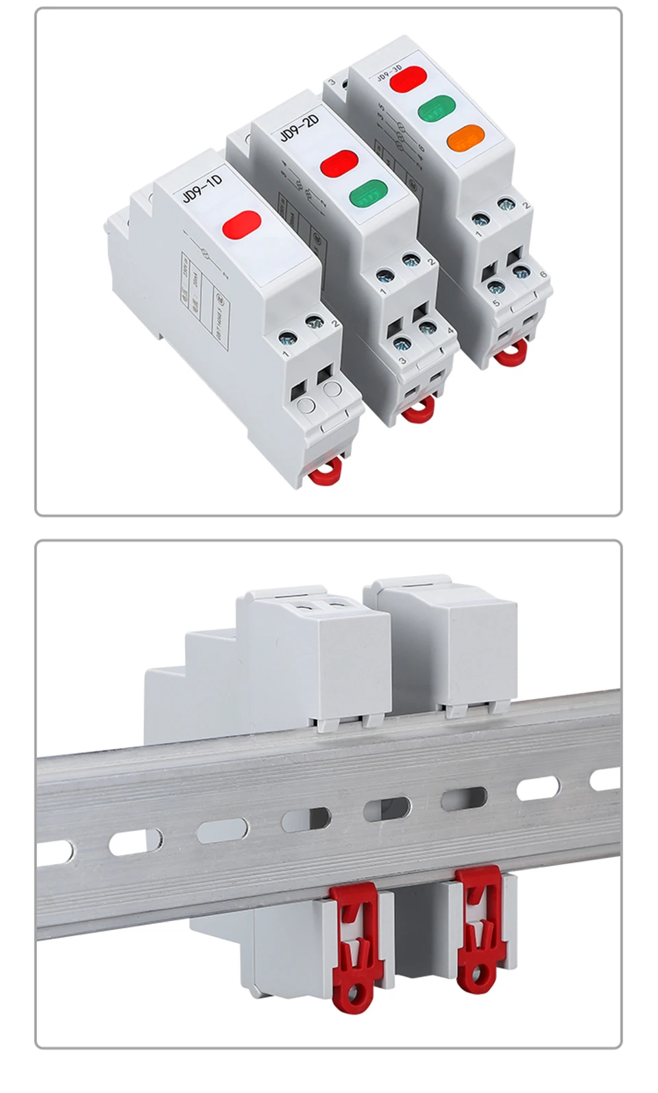 Din Rail type Power indicator light LED signal light 220v 24v Distribution box Thin Style 1P Warning lights red green Display