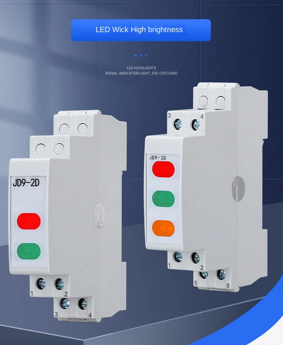 Din Rail type Power indicator light LED signal light 220v 24v Distribution box Thin Style 1P Warning lights red green Display