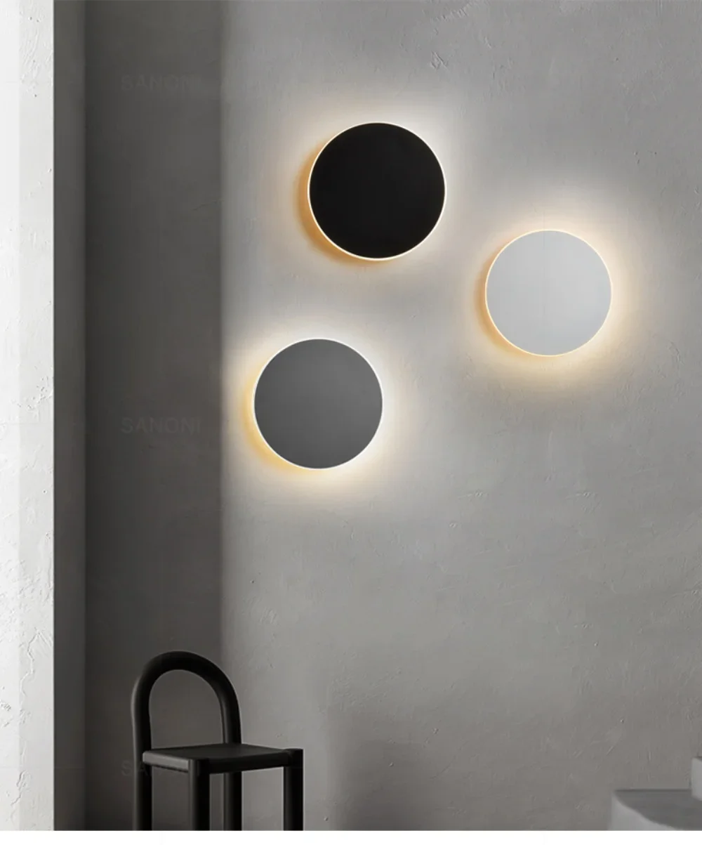 LED Round Wall Lamps Lighting Touch Switch Porch Sensor Interior Modern Minimalist Style Bedroom Stair Background Wall Sconces