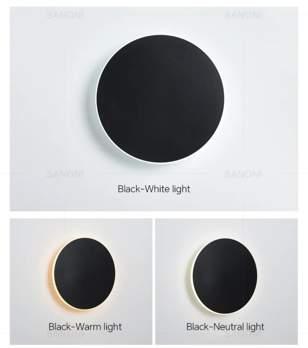 LED Round Wall Lamps Lighting Touch Switch Porch Sensor Interior Modern Minimalist Style Bedroom Stair Background Wall Sconces