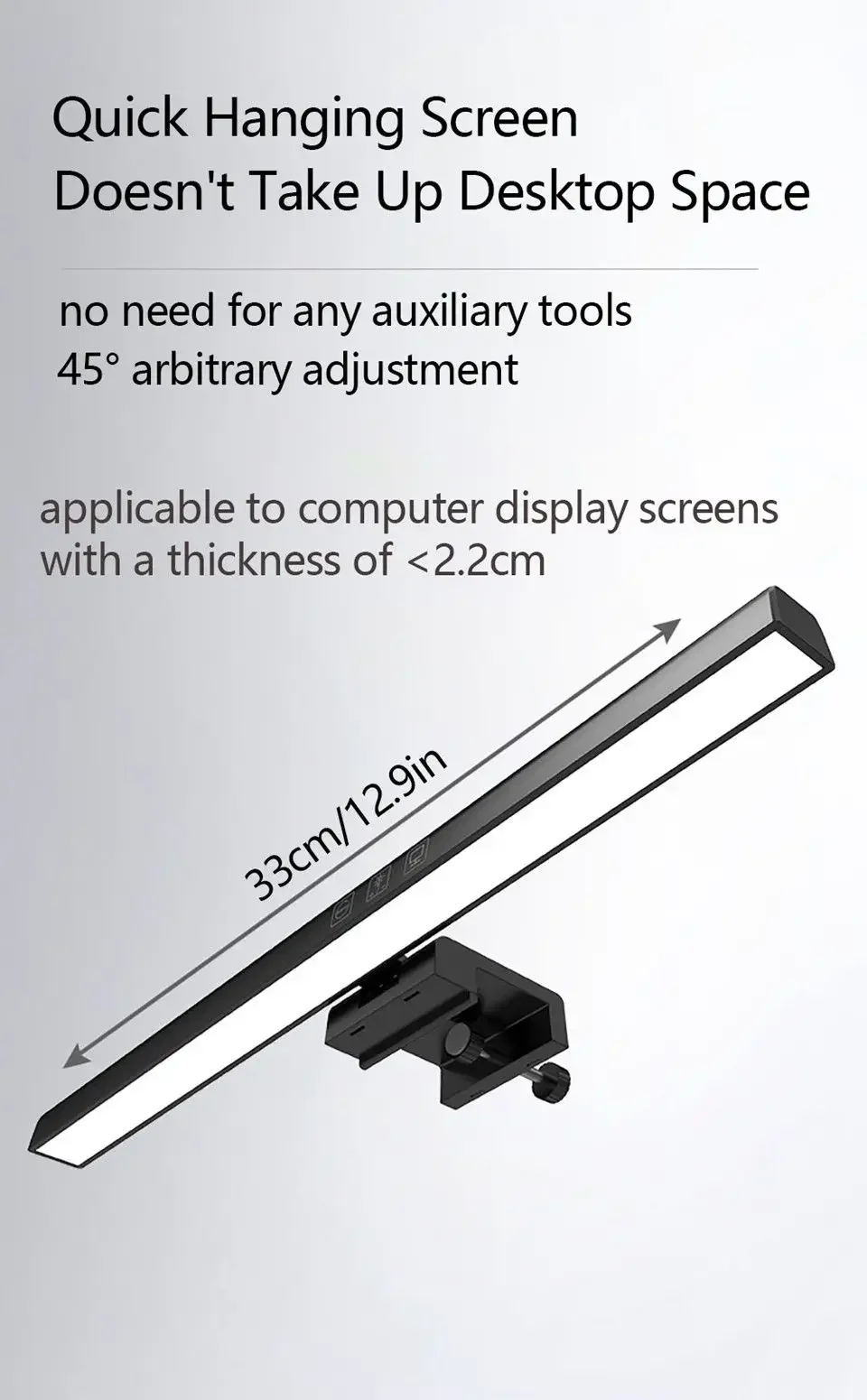 Eye-Care Desk Lamp 33cm 50cm LED Computer PC Monitor Screen Light Bar Stepless Dimming Reading USB Powered Hanging Table Lamps