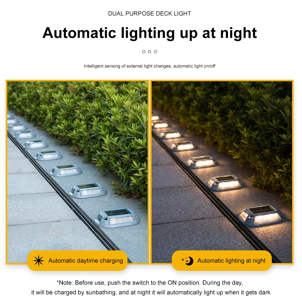 Solar Driveway Lights Marine Dock Lights, 9 Colors in 1, Aluminum Driveway Markers Deck Lights Solar Powered Outdoor Waterproof