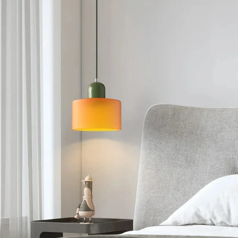 Nordic Modern Glass Bedroom Bedside Long Line Small Chandelier Restaurant Bar Chandelier Simple Lighting Atmosphere Lamp E27
