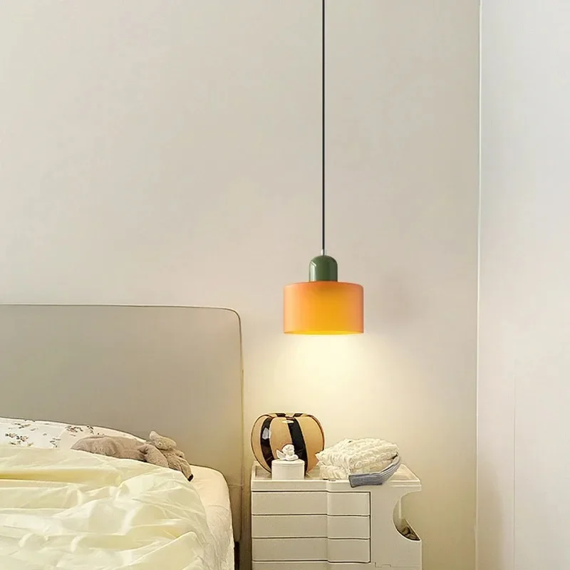 Nordic Modern Glass Bedroom Bedside Long Line Small Chandelier Restaurant Bar Chandelier Simple Lighting Atmosphere Lamp E27