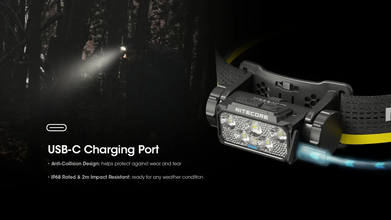 NITECORE HC60 UHE Rechargeable Headlamp Bulit-in 4000mAh Battery Max Runtime 200h Lightweight Headlight