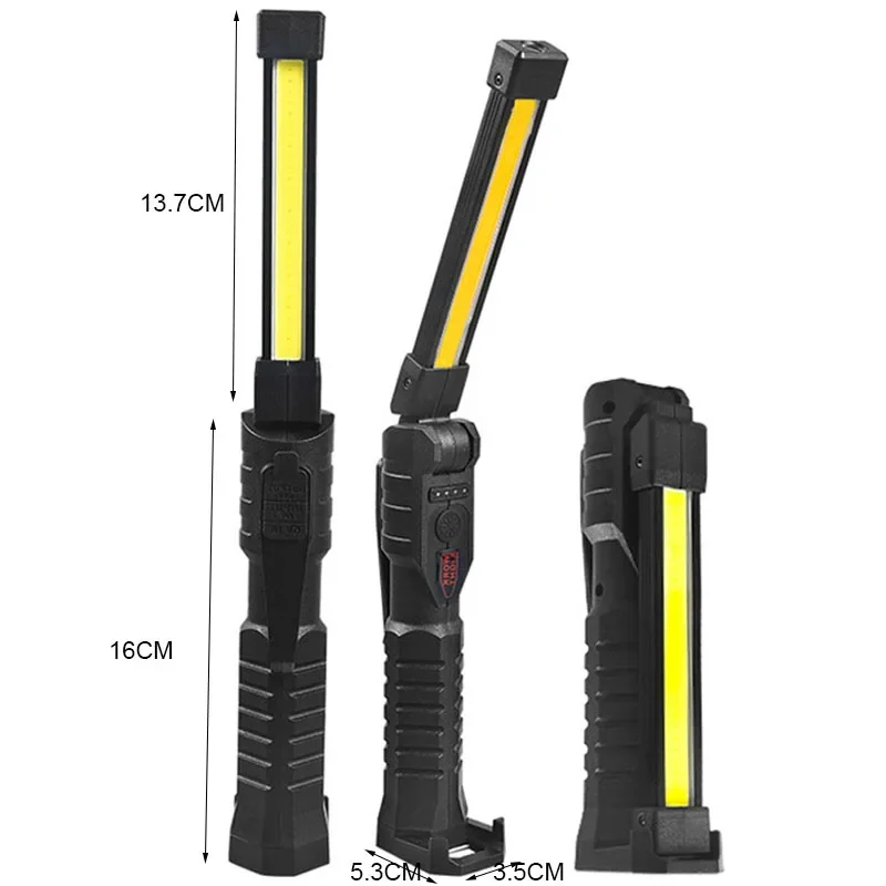 USB Rechargeable Portable COB LED Flashlight Work Light Magnetic Lanterna Hanging Lamp with Built-in Battery Camping Torch