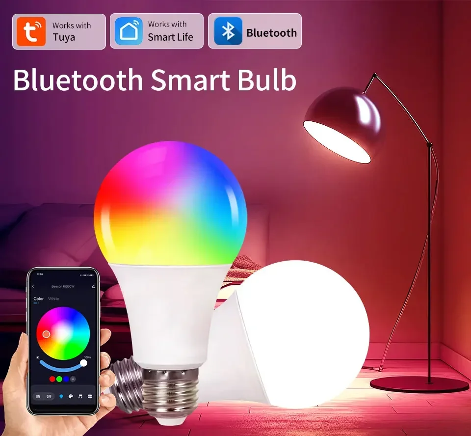 Tuya Smart Bluetooth LED Light Bulbs Smart Life APP E27 220V 9W 15W 18W BT Lamp RF 2.4GHz Remote Group Control for Bedroom Decor