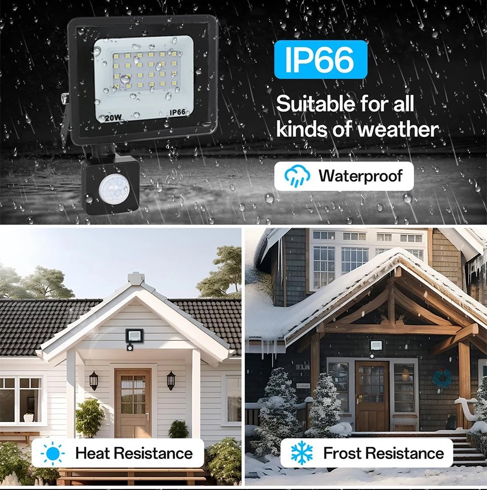 LED Floodlight Motion Sensor AC220V AC110V 10W-300W Waterproof Outdoor Projector Exterior Spotlight Outdoor lamp Wall Reflector