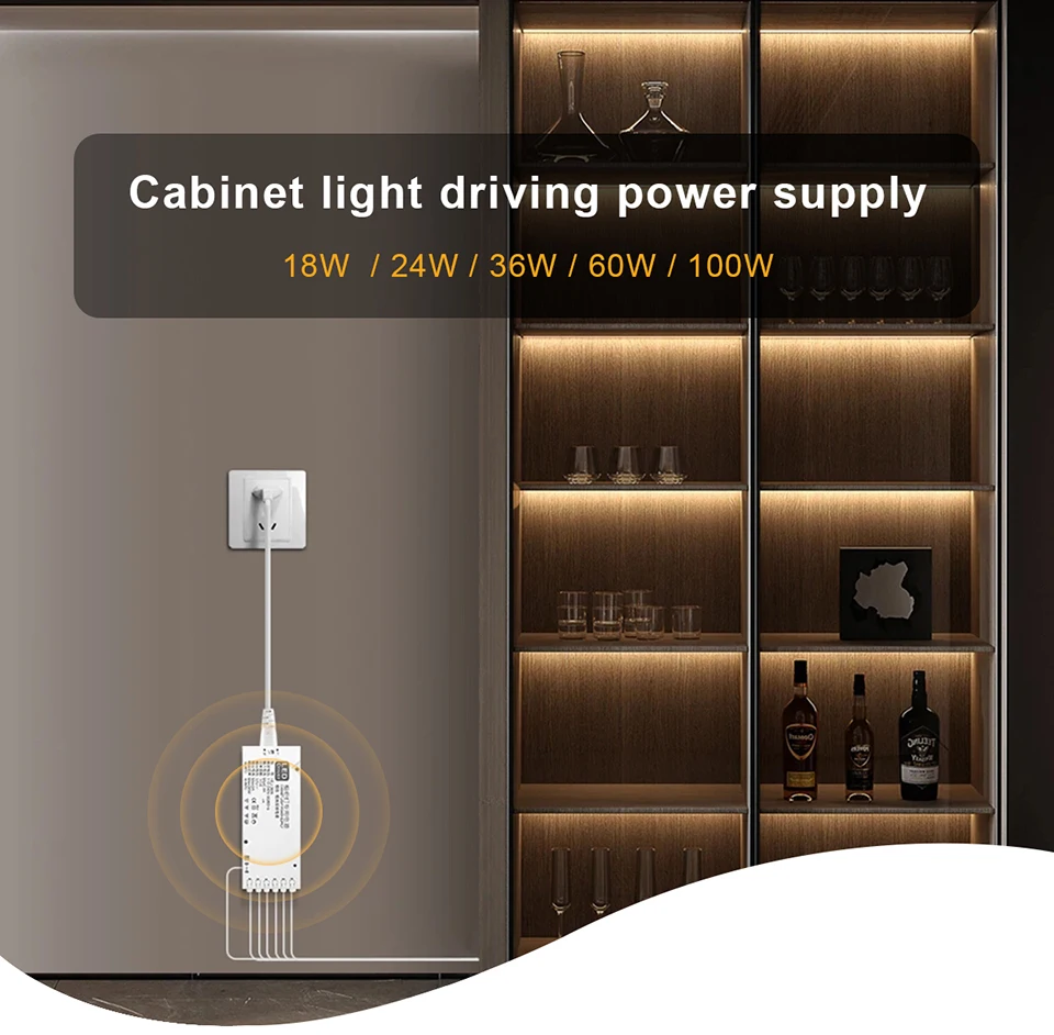 LED Lighting Transformer with Touch Switch DC12V Power Supply Adapter Dupont Port LED Strip Driver DIY Home Cabinet Shelf Light