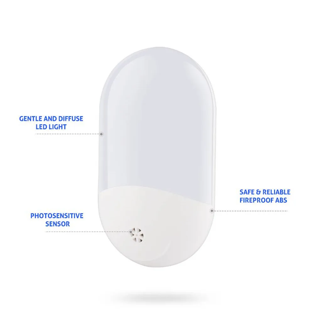 Plug in LED Night Light - Plug-and-Play Automatic Dusk to Dawn Photocell Sensor Night Lighting Lamp, Plug-in Wall Light