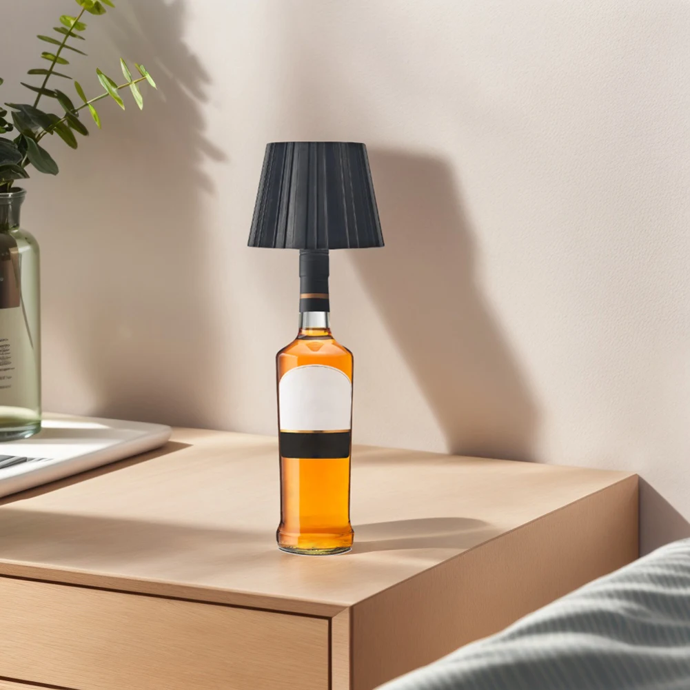Wine Bottle LED Wireless Table Lamp 3-color Infinitely Dimmable USB Rechargeable Dining Table Lights Beverage Lamp Top touch