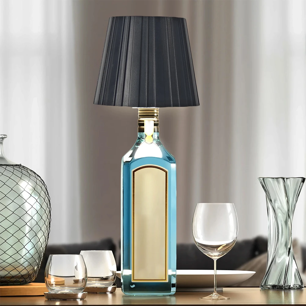 Wine Bottle LED Wireless Table Lamp 3-color Infinitely Dimmable USB Rechargeable Dining Table Lights Beverage Lamp Top touch