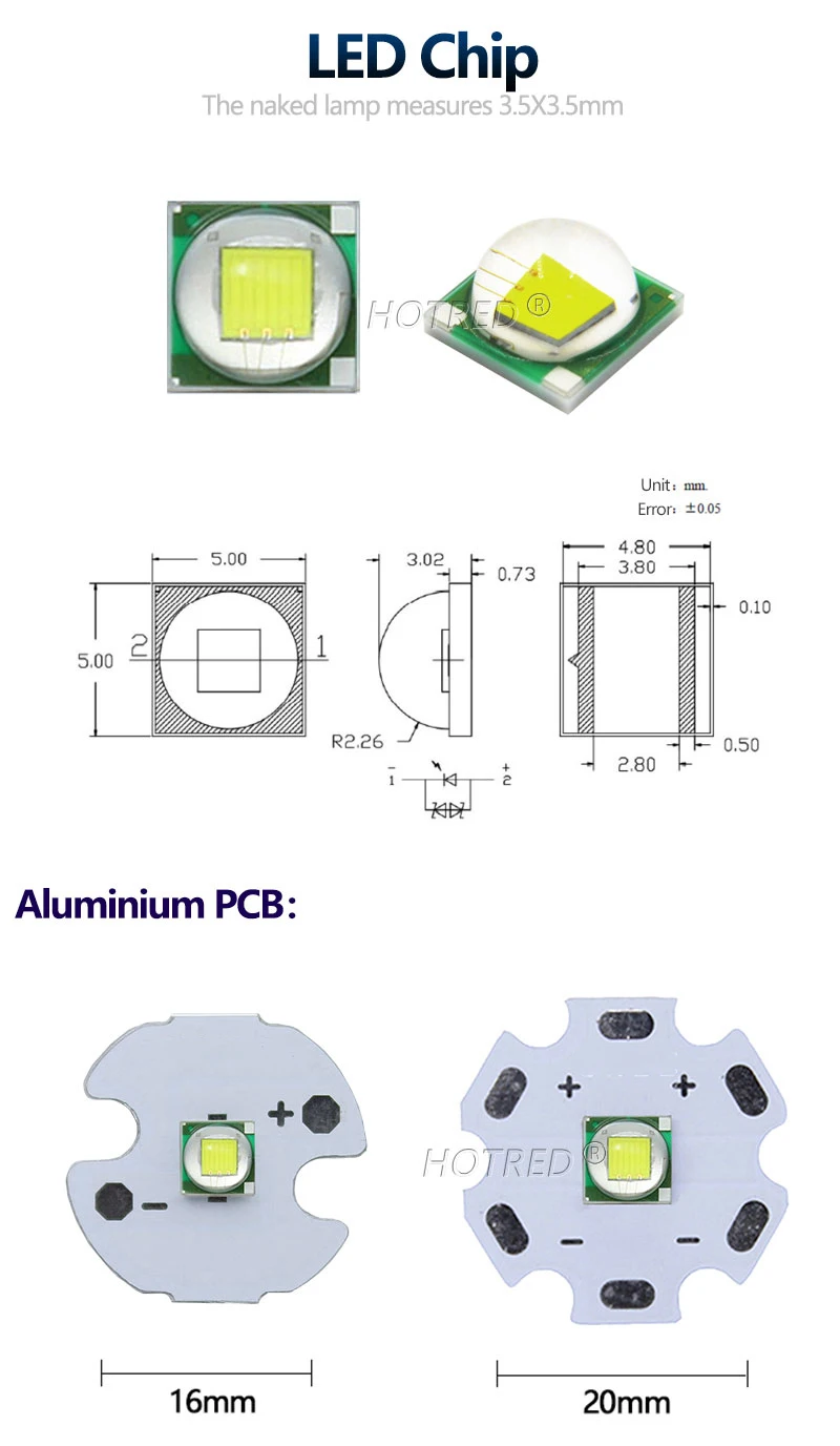High Power LED 5w10W 5050 XLM T6 XMLL2 5050-L2 Chip diodes 3V 3.7V Flashlights Parts DIY For Bicycle Car accessories Headlamp