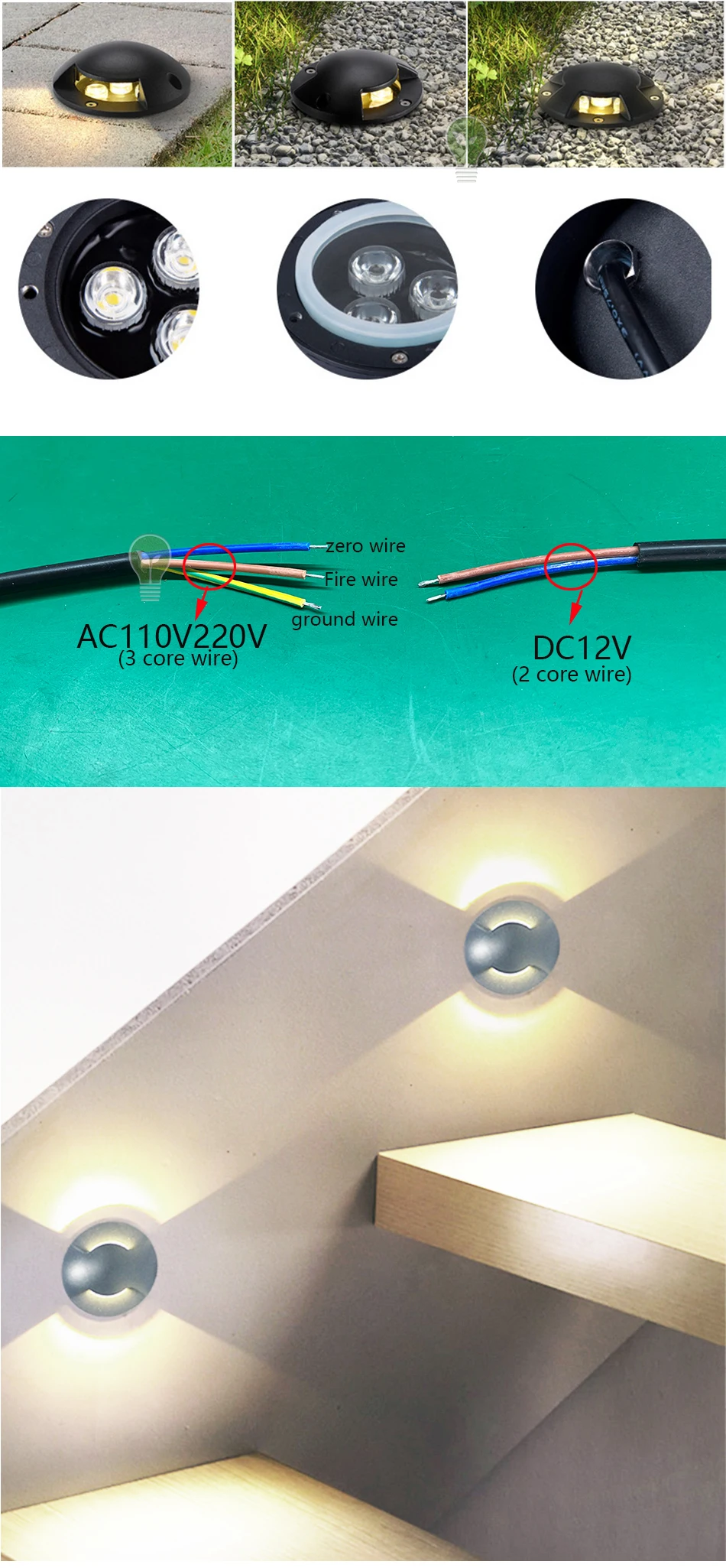 3W 5W 10W LED Garden Light IP67 AC110V 220V DC12V Spotlights Outdoor Recessed Underground Lamp Floor Landscape Lighting