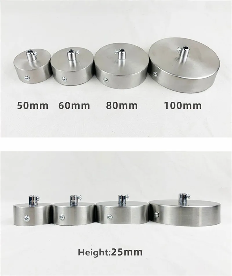 Stainless Steel Ceiling Plate High Quality Pendant Lamp Disc Fixed Base Silver Round Straight-side Panel Lamp Accessories Canopy