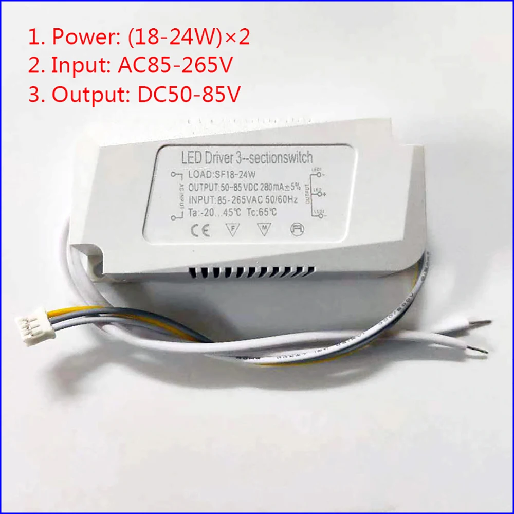 AC Input 85-265V Isolation driver With 3Colors LED transformer (8-12W)×2 (36-50W)X2 for dimmable color-changeable chandelier