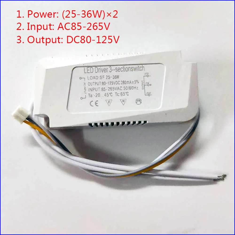 AC Input 85-265V Isolation driver With 3Colors LED transformer (8-12W)×2 (36-50W)X2 for dimmable color-changeable chandelier