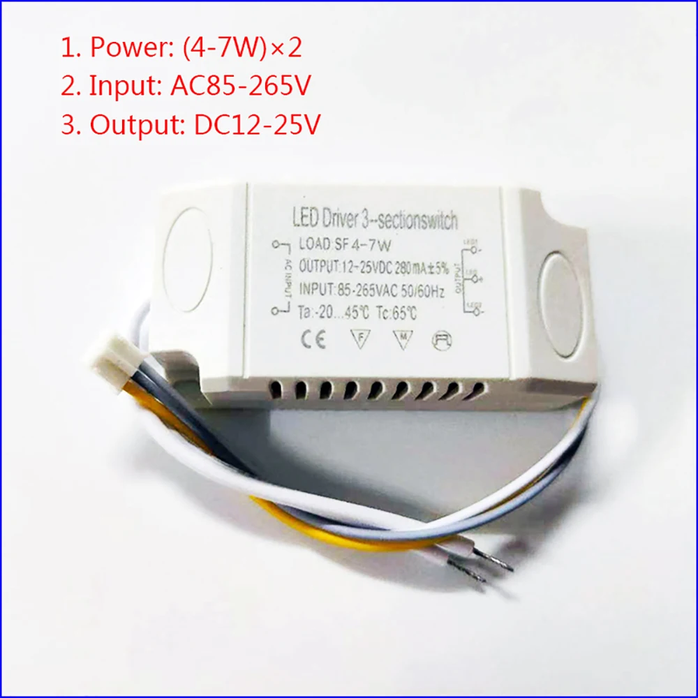 AC Input 85-265V Isolation driver With 3Colors LED transformer (8-12W)×2 (36-50W)X2 for dimmable color-changeable chandelier