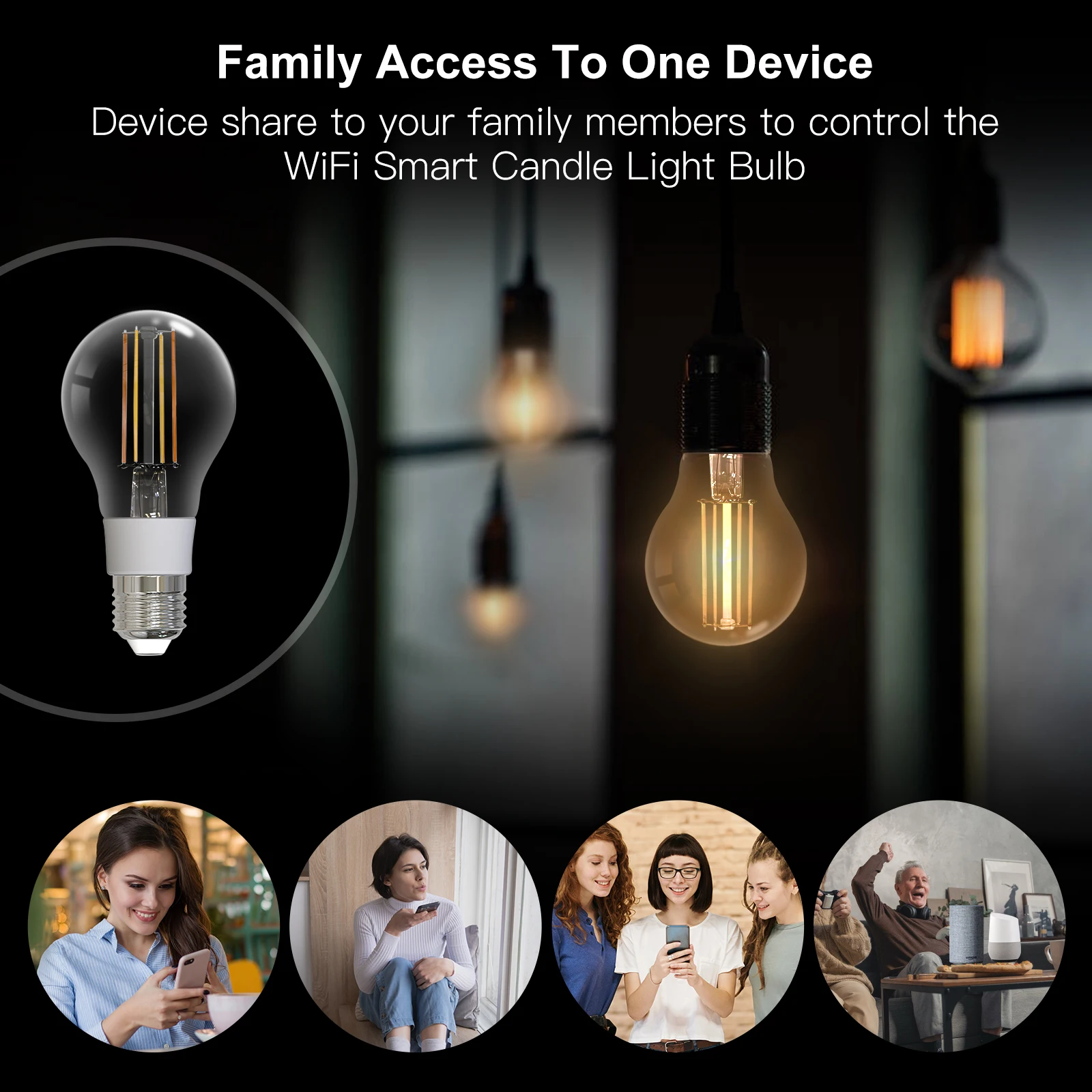 MOSE Tuya WiFi Smart Filament Bulb E27 Energy Saving Light Dimmable APP Remote Control Work Alexa Google Home for Voice Control