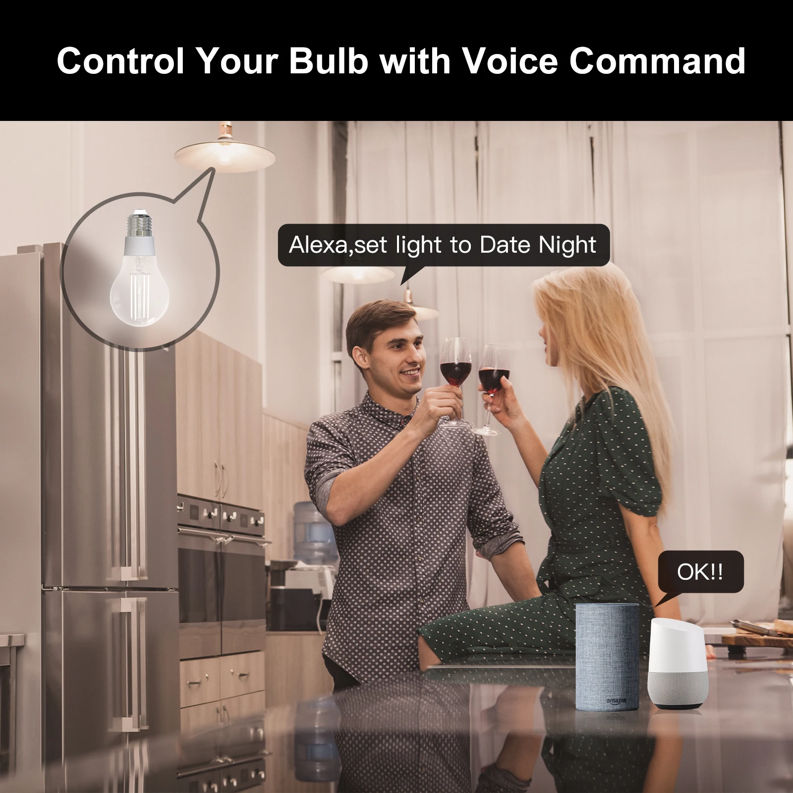 MOSE Tuya WiFi Smart Filament Bulb E27 Energy Saving Light Dimmable APP Remote Control Work Alexa Google Home for Voice Control