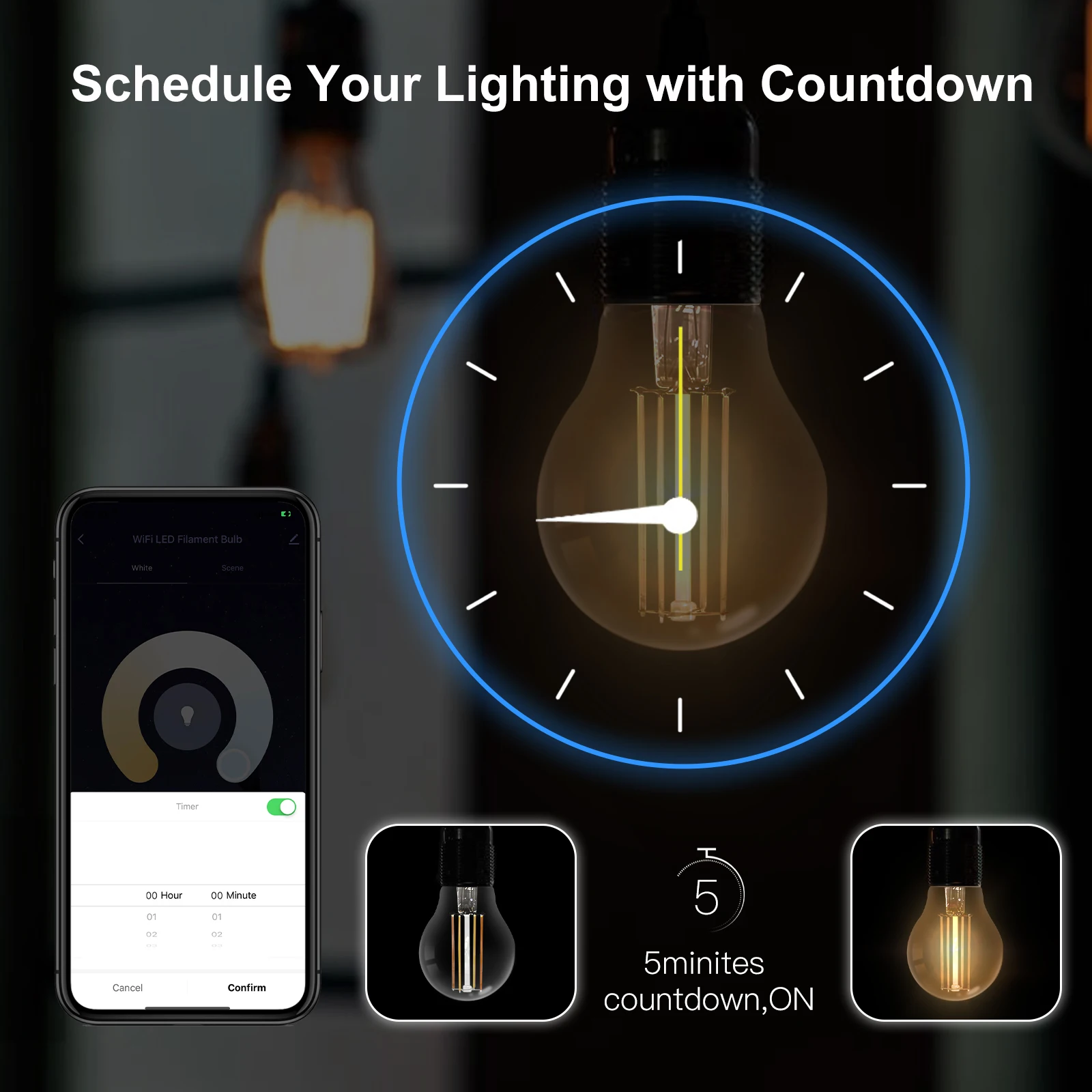 MOSE Tuya WiFi Smart Filament Bulb E27 Energy Saving Light Dimmable APP Remote Control Work Alexa Google Home for Voice Control