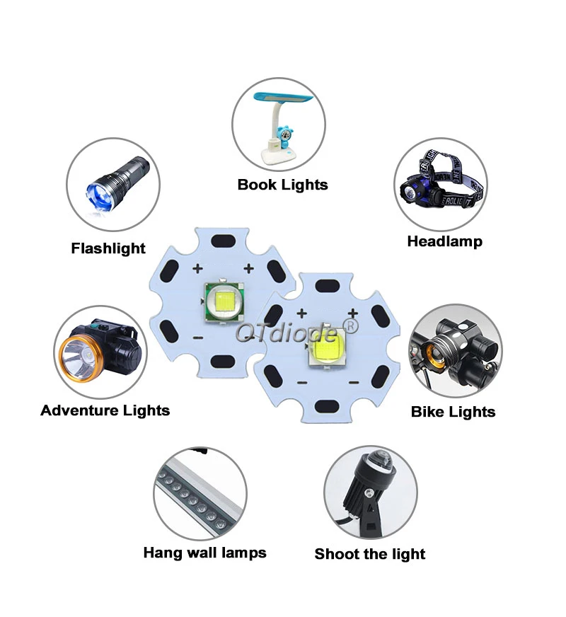 High Power LED 5W-10W 5050 XLM T6 5050-L2 3-3.7V Warm Neutral Cold White Red Green Blue UV Purple Chip Diodes Flashlights Part
