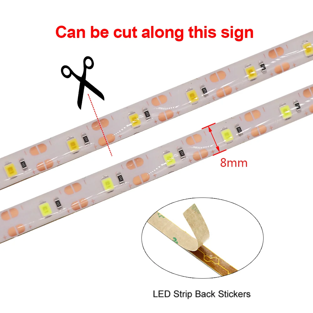 AA Battery Powered LED Strip Light SMD2835 60Leds/m Flexible Ribbon Tape Diode IP65 Waterproof Luces Led Room Backlight 0.5m-5m