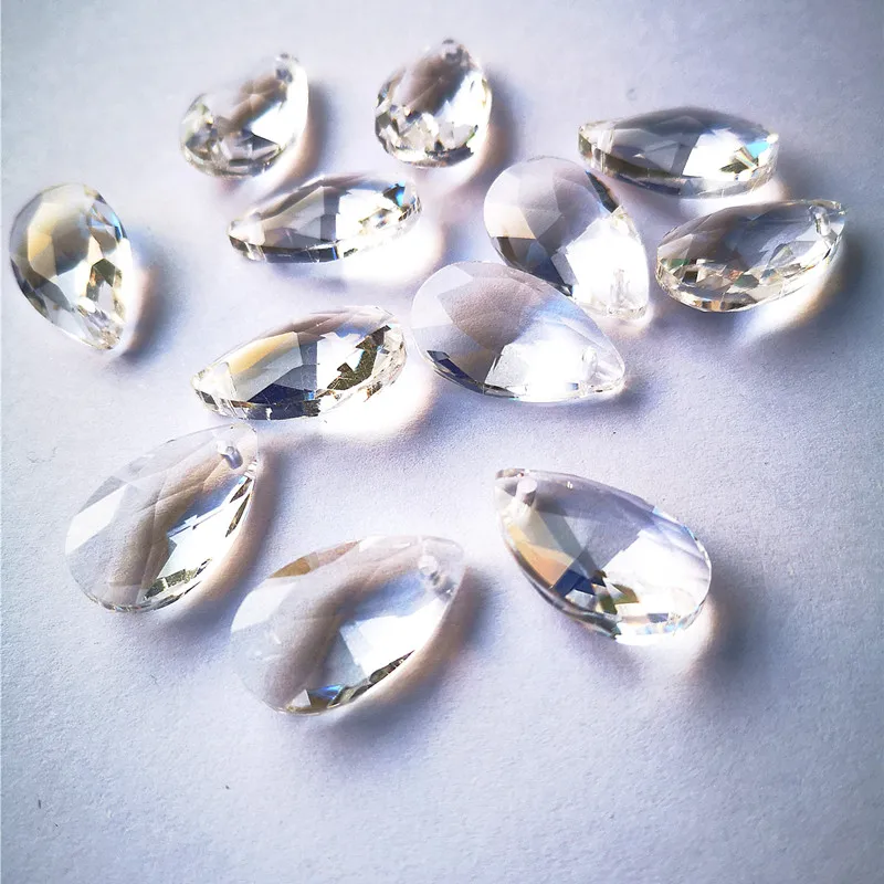 Top Quality 12pcs/Lot 22MM Clear K9 Crystal Faceted Pear Christmas Ornaments Diy Suncatcher Pendants Christmas Romantic Decor