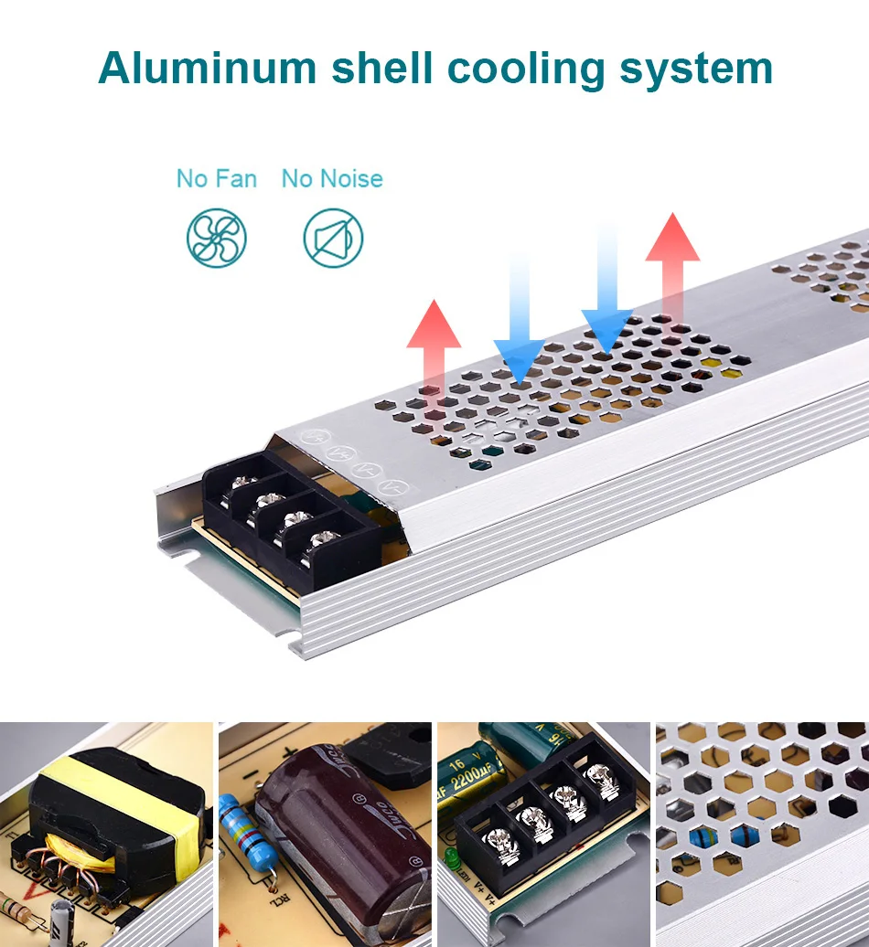 Ultra Thin LED Power Supply DC 12V 24V Lighting Transformers 60W 100W 150W 200W 300W 400W AC180-260V Driver For LED Strip Lights