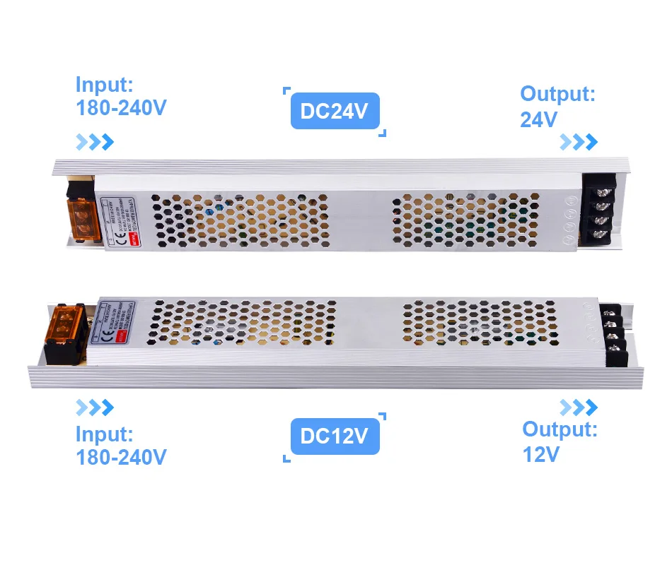 Ultra Thin LED Power Supply DC 12V 24V Lighting Transformers 60W 100W 150W 200W 300W 400W AC180-260V Driver For LED Strip Lights