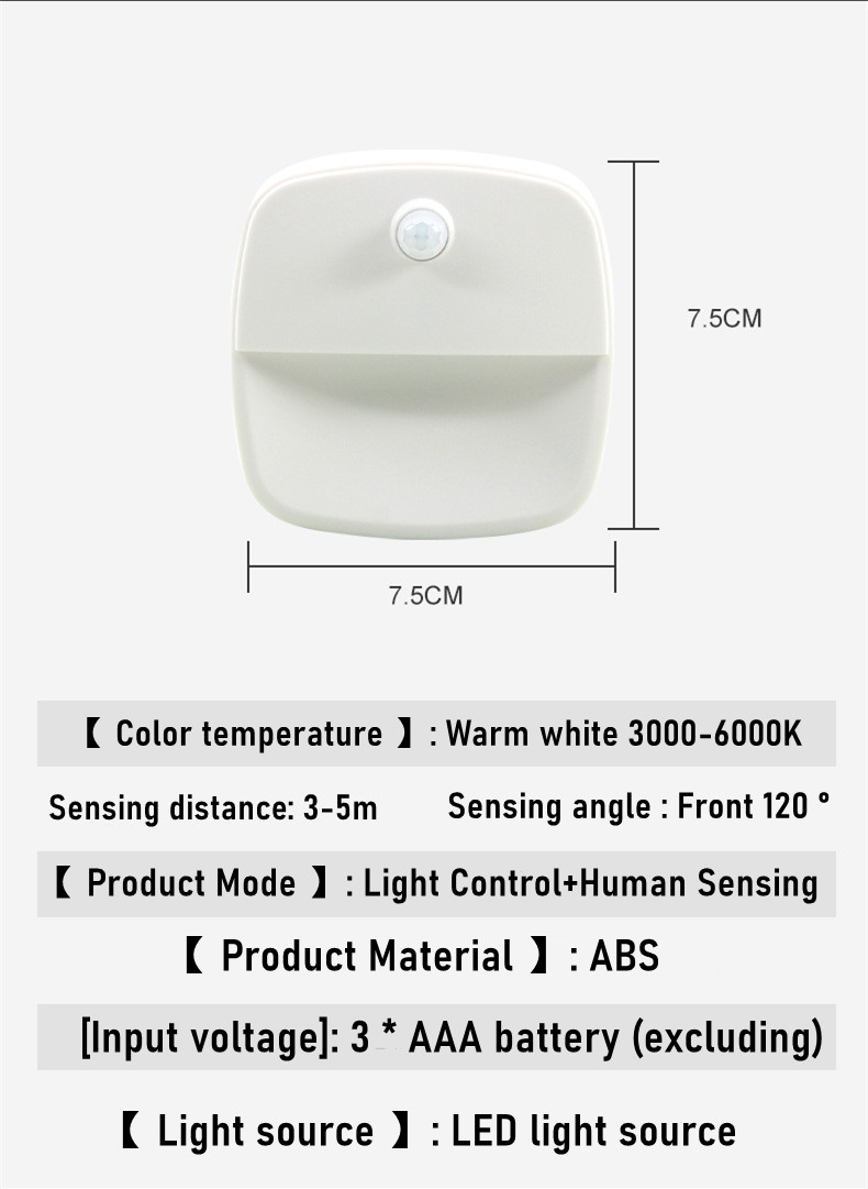 LDHLM Motion Sensor Light LED Night Lights AAA Battery Powered Bedroom Wall Staircase Closet Aisle Body Induction Lamp