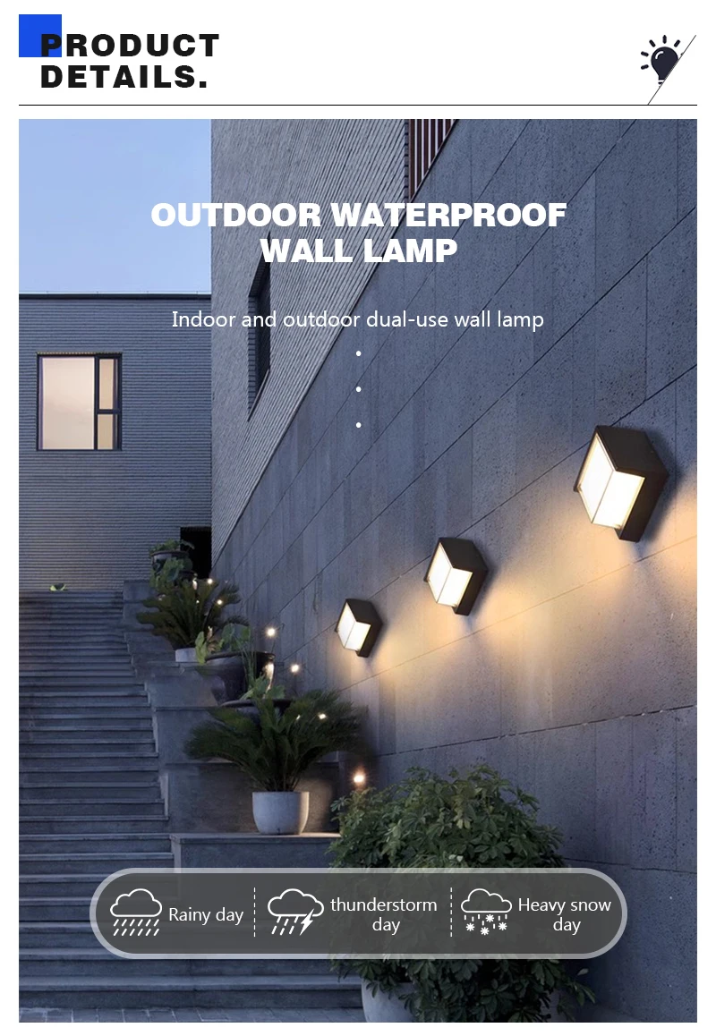 Modern LED Wall Lamp Outdoor IP65 Waterproof Wall Lights Porch and Courtyard Lights Indoor Home Balconies Garden Decor Lights