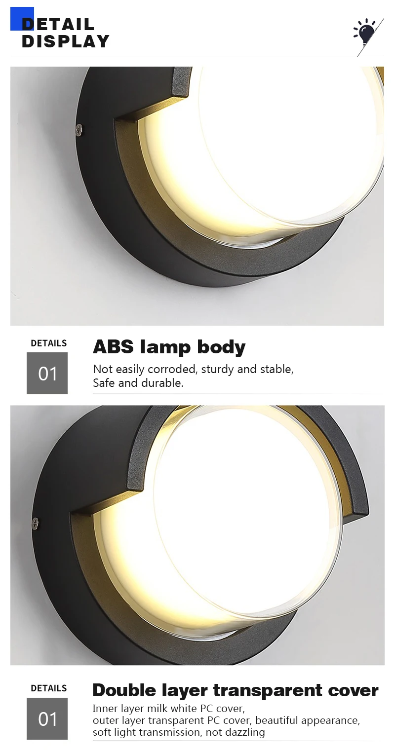 Modern LED Wall Lamp Outdoor IP65 Waterproof Wall Lights Porch and Courtyard Lights Indoor Home Balconies Garden Decor Lights