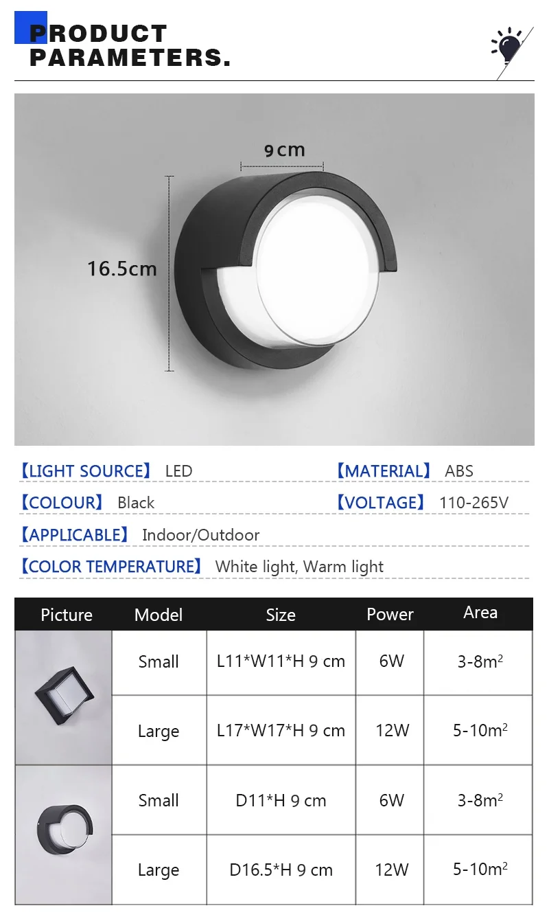 Modern LED Wall Lamp Outdoor IP65 Waterproof Wall Lights Porch and Courtyard Lights Indoor Home Balconies Garden Decor Lights